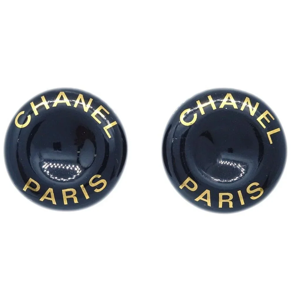Chanel Black Button Earrings Clip-On - Picture 1 of 4